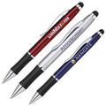 Twist Action Brass Ballpoint Pen w/ Rubber Touch Screen Stylus